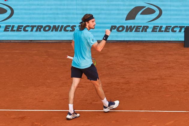 Stefanos Tsitsipas (GRE), APRIL 28, 2026 - Tennis : Stefanos Tsitsipas celebrate after a point during singles Round of 16 match against Casper Ruud on the ATP, Tennis Herren tour Masters 1000 tournaments Mutua Madrid Open tennis tournament at the Caja Magica in Madrid, Spain. Noxthirdxpartyxsales  aflo_328586339