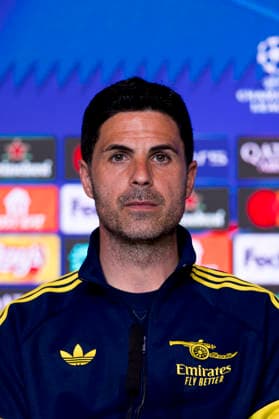 UEFA champions league - Atletico de Madrid vs Arsenal MADRID,SPAIN - 28 April:Head coach of Arsenal Mikel Arteta during the pre-match press conference, PK, Pressekonferenz of the UEFA Champions League 2025 26 semifinal first Leg match between Atletico de Madrid and Arsenal at Riyadh Air Metropolitano Stadium. (Photo by Guille Martinez f22photo) Madrid Riyadh Air Metropolitano Stadium Spain Copyright: xGuillermoxMartinezx