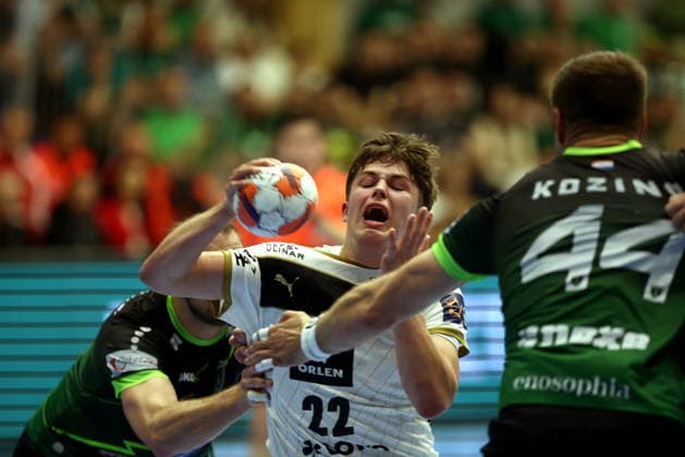 Croatia, Nasice, 280426. Handball match of the quarterfinals of the European League, Nexe - Kiel. In the photo: Rasmus Ankermann. Photo: Marin Franov CROPIX Copyright: xxMarinxFranovx nexe_kiel24-280426