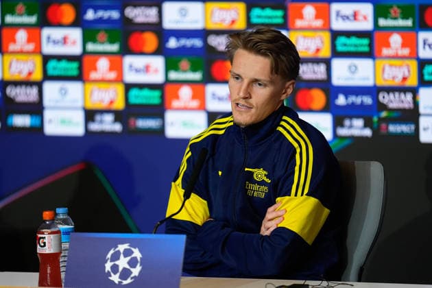 April 28, 2026, Madrid, Madrid, Spain: Martin 0degaard of Arsenal FC attends his press conference, PK, Pressekonferenz ahead of their UEFA Champions League 2025 26 match against Atletico de Madrid at Riyadh Air Metropolitano on April 28, 2026, in Madrid, Spain. Arsenal FC Press Conference - UEFA Champions League 2025 26  - ZUMAa181 20260428_zaa_a181_312 Copyright: xDennisxAgyemanx