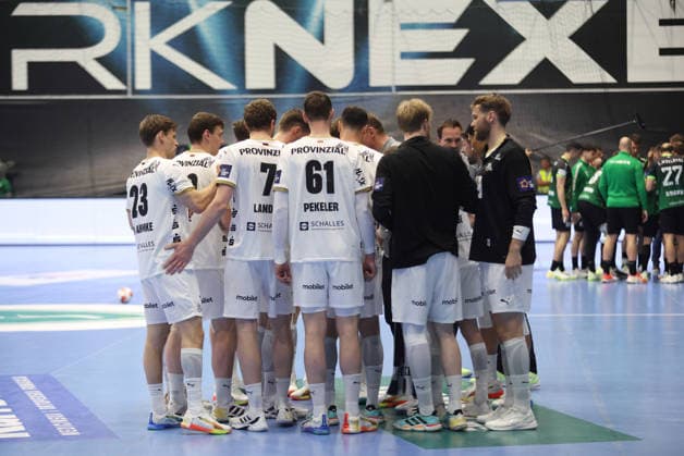 RK Nexe v THW Kiel - EHF European League Men 2025 2026 Players of THW Kiel during the EHF European League Men 2025 26 quarter-finals 1st leg match between RK Nexe and THW Kiel at Sports Hall King Tomislav on April 28, 2026 in Nasice, Croatia.  DavidxJerkovic PIXSELL