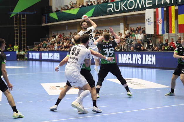 RK Nexe v THW Kiel - EHF European League Men 2025 2026 Harald Reinkind of THW Kiel during the EHF European League Men 2025 26 quarter-finals 1st leg match between RK Nexe and THW Kiel at Sports Hall King Tomislav on April 28, 2026 in Nasice, Croatia.  DavidxJerkovic PIXSELL