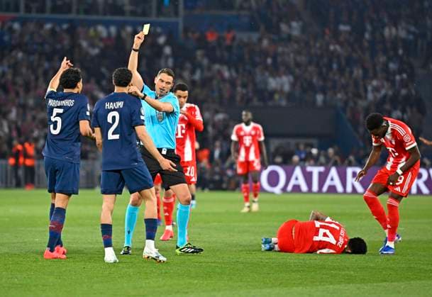 28 04 2026, Football UEFA Championsleague 2025 2026 semi-final first leg, Paris St Germain FC Bayern Munich, at the Parc de Princes stadium in Paris France DFL and DFB regulations prohibit any use of photographs as image sequences and or quasi video