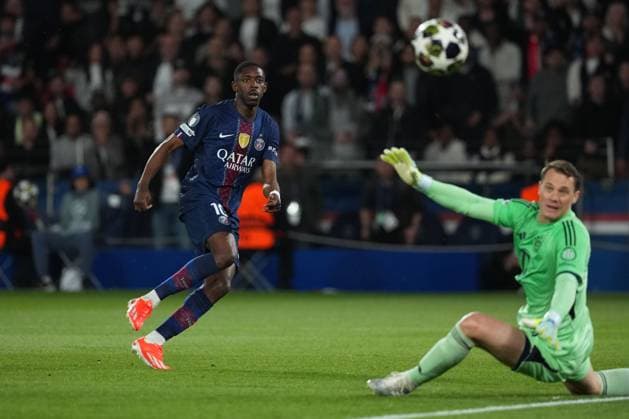 Ousmane Dembele of PSG shoots wide with just Manuel Neuer of Bayern Munich to beat Paris Saint-Germain v Bayern Munich, UEFA Champions League, Semi Final, First Leg, Football, Parc des Princes, Paris, France - 28 Apr 2026Paris Parc des Princes France EDITORIAL USE ONLY No use with unauthorised audio, video, data, fixture lists, club league logos or live services. Online in-match use limited to 120 images, no video emulation. No use in betting, games or single club league player publications.  Copyright: xDavexWinter Shutterstockx 16847969ax