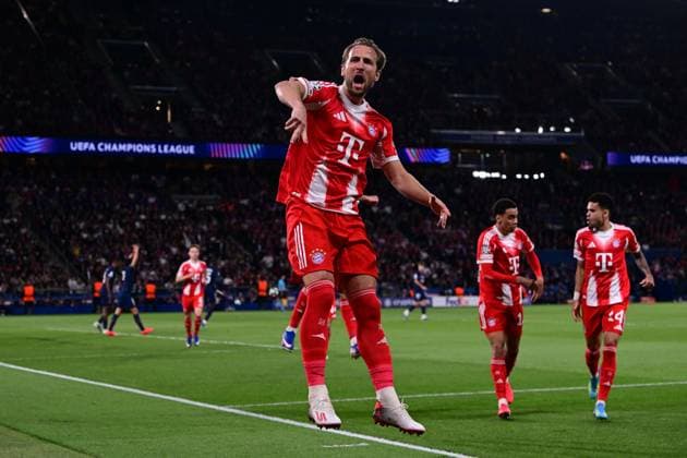 Goal celebration for 0 1 by Harry Kane 9 FC Bayern Muenchen , Paris Saint Germain vs FC Bayern München, Champions League, Semifinal, 28 04 2026 Paris Paris France Copyright: xkolbert-press MarcxNiemeyerx