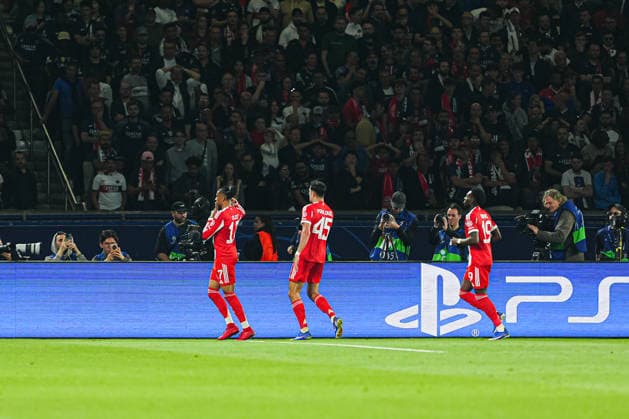 Goal celebration FC Bayern Munich after scoring 2 2 Michael Olise FC Bayern Munich, 17 FRA, Paris St Germain vs FC Bayern Munich, Football, UEFA Champions League, Semi-final, 2025 2026 season, 28 04 2026 FRA, Paris St Germain vs FC Bayern Munich, Football, UEFA Champions League, Semi-final, 2025 2026 season, 28 04 2026 Paris Copyright: xEibner-Pressefoto MarcelxvonxFehrnx EP_MFN