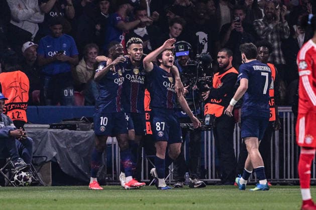 Goal celebration for 2 1 by Joao Neves 87 Paris Saint Germain , Paris Saint Germain vs FC Bayern München, Champions League, Semifinal, 28 04 2026 Paris Paris France Copyright: xkolbert-press MarcxNiemeyerx