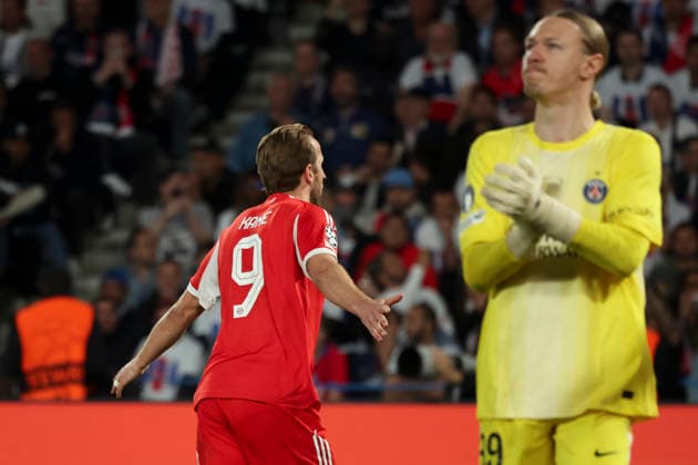 FOOTBALL : Paris Saint Germain Vs Bayern Munich - Ligue des Champions - Demi Finale - 28 04 2026 Joie - But de Harry Kane (FC Bayern Munich) sur penalty ParisFrance  Copyright: xMichaelxBaucherx