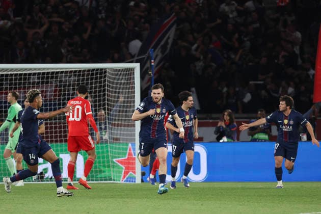 FOOTBALL : Paris Saint Germain Vs Bayern Munich - Ligue des Champions - Demi Finale - 28 04 2026 Joie - But de Khvicha Kvaratskhelia (PSG) - Desire Doue (PSG) - Joao Neves (PSG) - Vitinha (PSG) ParisFrance  Copyright: xMichaelxBaucherx
