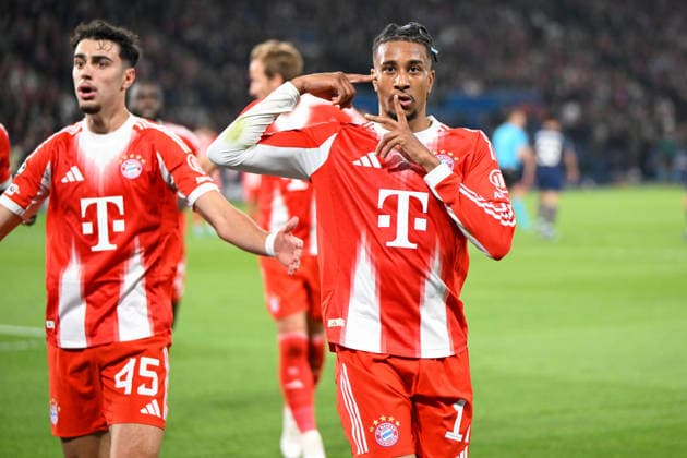Paris, Parc des Princes, 28 04 26, FRA, Men, UEFA Champions Leaugue, Season 2025 2026, Semifinal Paris Saint Germain FC Bayern Muenchen Picture Michael OLISE Muenchen cheers after his goal to 2 2 UEFA regulations prohibit any use of photographs as image sequences and or quasi video Ile de France France