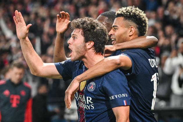 April 28, 2026, Paris, France, France: Joao NEVES of PSG celebrate his goal with teammates during the UEFA Champions League match between Paris Saint-Germain and FC Bayern Munich at Parc des Princes Stadium on April 28, 2026 in Paris, France. Paris Saint-Germain V FC Bayern Munich - UEFA Champions League  - ZUMAm308 20260428_zsp_m308_008 Copyright: xMatthieuxMirvillex
