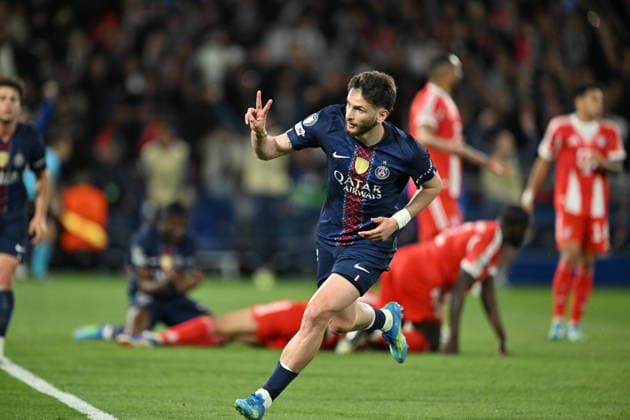 PSG v FC Bayern Munich - UEFA Champions League PARIS, FRANCE - APRIL 28: Khvicha Kvaratskhelia of PSG celebrates after a goal during the UEFA Champions League semi-final first leg match between PSG and FC Bayern Munich at Parc des Princes in Paris, France on April 28, 2026. Mustafa Yalcin Anadolu Paris France. Editorial use only. Please get in touch for any other usage.  Copyright: x2026xAnadoluxMustafaxYalcinx