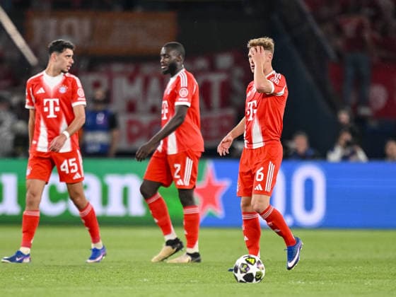 Aleksandar PavloviÄ‡ FC Bayern München , Dayot Upamecano FC Bayern München and Joshua Kimmich FC Bayern München look dejected during the UEFA Champions League 2025 26 Semi Final First Leg match between Paris Saint Germain and FC Bayern München at Parc des Princes on April 28, 2026 in Paris, France Photo by Harry Langer DeFodi Images