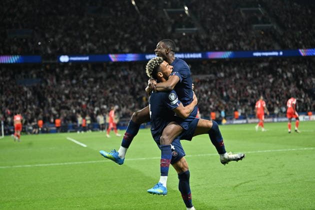 PSG v FC Bayern Munich - UEFA Champions League PARIS, FRANCE - APRIL 28: Players of PSG celebrate after a goal during the UEFA Champions League semi-final first leg match between PSG and FC Bayern Munich at Parc des Princes in Paris, France on April 28, 2026. Mustafa Yalcin Anadolu Paris France. Editorial use only. Please get in touch for any other usage.  Copyright: x2026xAnadoluxMustafaxYalcinx