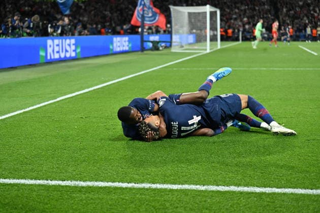 PSG v FC Bayern Munich - UEFA Champions League PARIS, FRANCE - APRIL 28: Players of PSG celebrate after a goal during the UEFA Champions League semi-final first leg match between PSG and FC Bayern Munich at Parc des Princes in Paris, France on April 28, 2026. Mustafa Yalçin Anadolu Paris France. Editorial use only. Please get in touch for any other usage.  Copyright: x2026xAnadoluxMustafaxYalcÄ±nx