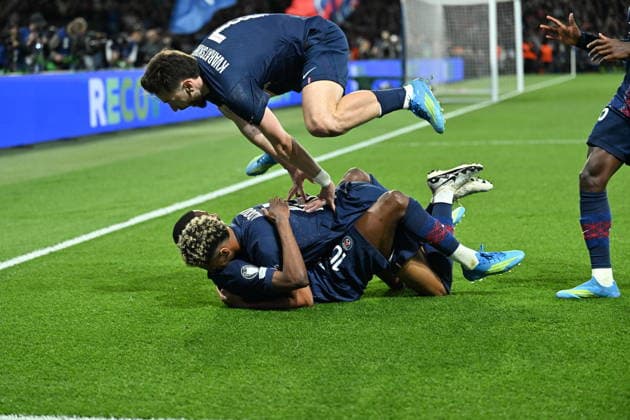 PSG v FC Bayern Munich - UEFA Champions League PARIS, FRANCE - APRIL 28: Players of PSG celebrate after a goal during the UEFA Champions League semi-final first leg match between PSG and FC Bayern Munich at Parc des Princes in Paris, France on April 28, 2026. Mustafa Yalçin Anadolu Paris France. Editorial use only. Please get in touch for any other usage.  Copyright: x2026xAnadoluxMustafaxYalcÄ±nx