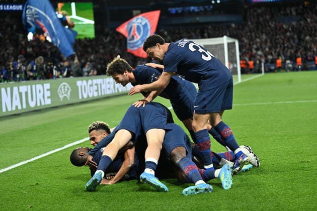 PSG v FC Bayern Munich - UEFA Champions League PARIS, FRANCE - APRIL 28: Players of PSG celebrate after a goal during the UEFA Champions League semi-final first leg match between PSG and FC Bayern Munich at Parc des Princes in Paris, France on April 28, 2026. Mustafa Yalçin Anadolu Paris France. Editorial use only. Please get in touch for any other usage.  Copyright: x2026xAnadoluxMustafaxYalcÄ±nx