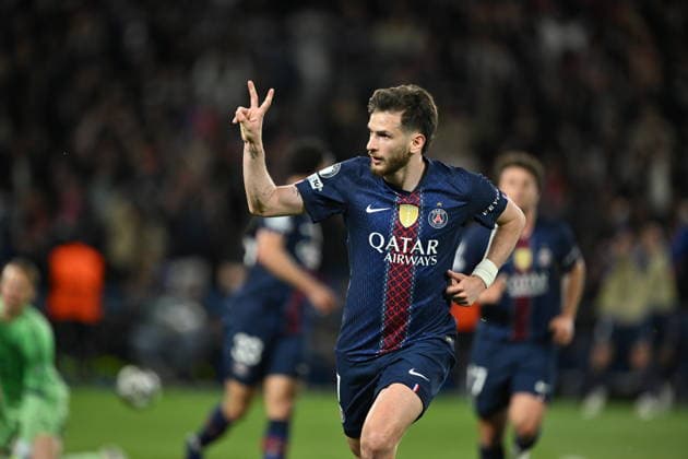 PSG v FC Bayern Munich - UEFA Champions League PARIS, FRANCE - APRIL 28: Khvicha Kvaratskhelia of PSG celebrates after scoring a goal during the UEFA Champions League semi-final first leg match between PSG and FC Bayern Munich at Parc des Princes in Paris, France on April 28, 2026. Mustafa Yalcin Anadolu Paris France. Editorial use only. Please get in touch for any other usage.  Copyright: x2026xAnadoluxMustafaxYalcinx