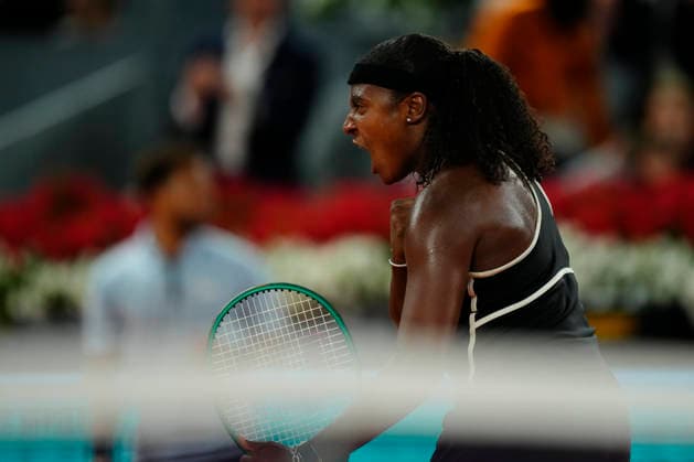 Mutua Madrid Open - Day Nine MADRID, SPAIN - APRIL 28: Hailey Baptiste of the United States celebrates victory against Aryna Sabalenka during their Women™s Singles Quarter-final match at Manolo Santana Stadium on day nine of the Mutua Madrid Open at La Caja Magica on April 28, 2026 in Madrid, Spain. Madrid Spain  Copyright: xJosexBretonx originalFilename:bretonhernandez-mutuamad260428_npc5N.jpg