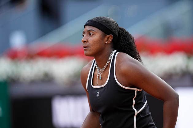 April 28, 2026, Madrid, Madrid, Spain: Hailey Baptiste of USA plays against Aryna Sabalenka of Belarus during the Mutua Madrid Open 2026, ATP, Tennis Herren Masters 1000 and WTA, Tennis Damen 1000, at La Caja Magica on April 28, 2026 in Madrid, Spain. Madrid Spain - ZUMAa181 20260428_zaa_a181_362 Copyright: xOscarxJ.xBarrosox