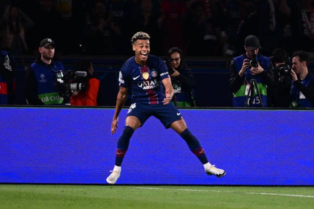 Goal celebration for 5 2 by Ousmane Dembele 10 Paris Saint Germain , Paris Saint Germain vs FC Bayern München, Champions League, Semifinal, 28 04 2026 Paris Paris France Copyright: xkolbert-press MarcxNiemeyerx