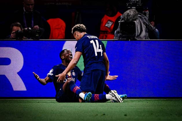 Goal celebration for 5 2 by Ousmane Dembele 10 Paris Saint Germain , Paris Saint Germain vs FC Bayern München, Champions League, Semifinal, 28 04 2026 Paris Paris France Copyright: xkolbert-press MarcxNiemeyerx