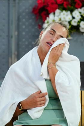 Mutua Madrid Open - Day Nine MADRID, SPAIN - APRIL 28: Aryna Sabalenka reacts against Hailey Baptiste of the United States during the Women s Singles quarter-final match on Day Nine of the Mutua Madrid Open at La Caja Magica on April 28, 2026 in Madrid, Spain. Madrid Spain  Copyright: xJosexBretonx originalFilename:bretonhernandez-mutuamad260428_npGVl.jpg