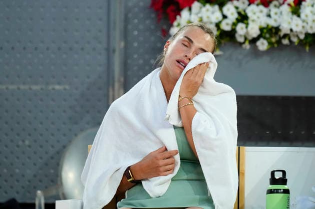Mutua Madrid Open - Day Nine MADRID, SPAIN - APRIL 28: Aryna Sabalenka reacts against Hailey Baptiste of the United States during the Women s Singles quarter-final match on Day Nine of the Mutua Madrid Open at La Caja Magica on April 28, 2026 in Madrid, Spain. Madrid Spain  Copyright: xJosexBretonx originalFilename:bretonhernandez-mutuamad260428_npckM.jpg