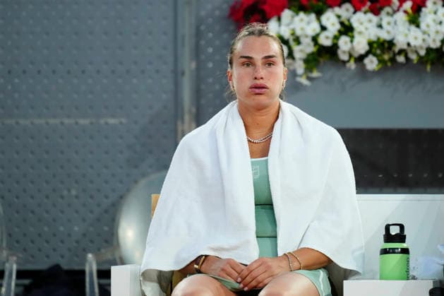 Mutua Madrid Open - Day Nine MADRID, SPAIN - APRIL 28: Aryna Sabalenka reacts against Hailey Baptiste of the United States during the Women s Singles quarter-final match on Day Nine of the Mutua Madrid Open at La Caja Magica on April 28, 2026 in Madrid, Spain. Madrid Spain  Copyright: xJosexBretonx originalFilename:bretonhernandez-mutuamad260428_npsCW.jpg