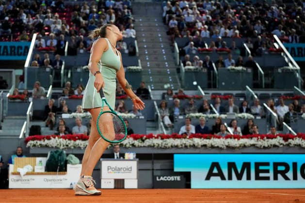 Mutua Madrid Open - Day Nine MADRID, SPAIN - APRIL 28: Aryna Sabalenka reacts against Hailey Baptiste of the United States during the Women s Singles quarter-final match on Day Nine of the Mutua Madrid Open at La Caja Magica on April 28, 2026 in Madrid, Spain. Madrid Spain  Copyright: xJosexBretonx originalFilename:bretonhernandez-mutuamad260428_npuNB.jpg