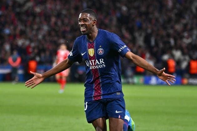 PARIS, FRANCE - APRIL 28: Ousmane Dembele of Paris Saint Germain celebrates after scoring during the UEFA Champions League 2025 26 Semi Final First Leg match between Paris Saint-Germain and FC Bayern Munchen at Parc des Princes on April 28, 2026 in Paris, France.  Copyright: xMBxMediax