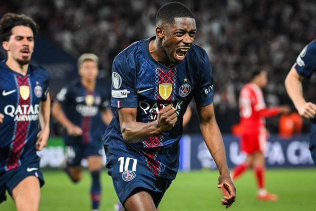April 28, 2026, Paris, France, France: Ousmane DEMBELE of PSG celebrates his goal during the UEFA Champions League match between Paris Saint-Germain and FC Bayern Munich at Parc des Princes Stadium. PSG won 5:4. Soccer 2026: Champions League: PSG 5:4 Bayern  - ZUMAm308 20260428_zsp_m308_016 Copyright: xMatthieuxMirvillex