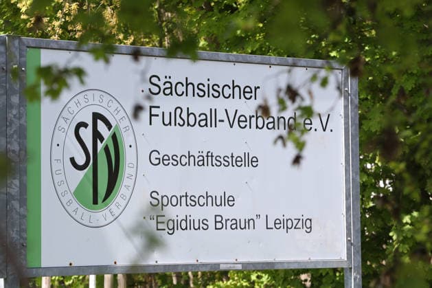Presentation of the new Saxony Womens Cup 28 04 2026 Entrance sign to the office of the Saxon Football Association and the Egidius Braun Sports School Leipzig Club logo, symbol image, feature Presentation of the new Saxony Womens Cup and preview of the final day for women and juniors Egidius Braun Sports School , 28 04 2026 Copyright: xBEAUTIFULxSPORTS JanxKaeferx