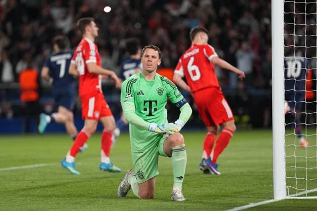 Manuel Neuer of Bayern Munich reacts after Ousmane Dembele of PSG scores from the penalty spot Paris Saint-Germain v Bayern Munich, UEFA Champions League, Semi Final, First Leg, Football, Parc des Princes, Paris, France - 28 Apr 2026Paris Parc des Princes France EDITORIAL USE ONLY No use with unauthorised audio, video, data, fixture lists, club league logos or live services. Online in-match use limited to 120 images, no video emulation. No use in betting, games or single club league player publications.  Copyright: xDavexWinter Shutterstockx 16847969la