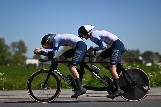 UCI Para Cycling Road World Cup: Round 2 Picture by Mathew Wells SWpix.com - 29 04 2026 - Cycling - UCI Para Cycling Road World Cup: Round 2 - Gistel, West Flanders, Belgium - MB Individual Time Trial (ITT) - Owen Cravens (USA) piloted by William Seitz Copyright: x xSWpix.comx(t axPhotographyxHubxLtd)xMathewxWells SWpix.comx SWP-3030-13552