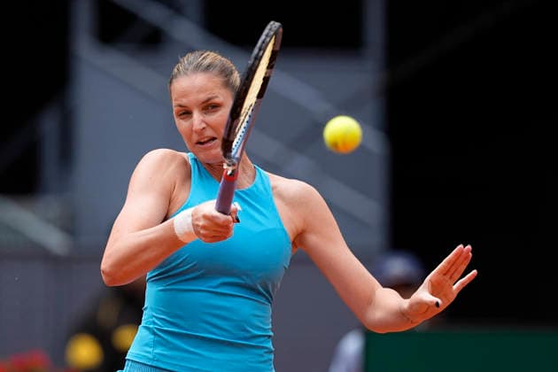 April 29, 2026, Madrid, Madrid, Spain: Karolina Pliskova of Czech Republic plays against Anastasia Potapova of Austria during the Mutua Madrid Open 2026, ATP, Tennis Herren Masters 1000 and WTA, Tennis Damen 1000, at La Caja Magica on April 29, 2026 in Madrid, Spain. Madrid Spain - ZUMAa181 20260429_zaa_a181_004 Copyright: xOscarxJ.xBarrosox