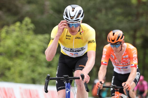 29 04 2026 Martigny , SWITZERLAND, Tour de Romandie 2026 1 stage Martigny Martigny Dorian Godon FRA Team Ineos Grenadiers on the climb towards Chamoson