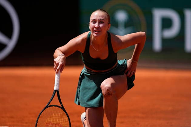 April 29, 2026, Madrid, Madrid, Spain: Anastasia Potapova of Austria reacts after winning against Karolina Pliskova of Czech Republic during the Mutua Madrid Open 2026, ATP, Tennis Herren Masters 1000 and WTA, Tennis Damen 1000, at La Caja Magica on April 29, 2026 in Madrid, Spain. Madrid Spain - ZUMAa181 20260429_zaa_a181_057 Copyright: xOscarxJ.xBarrosox