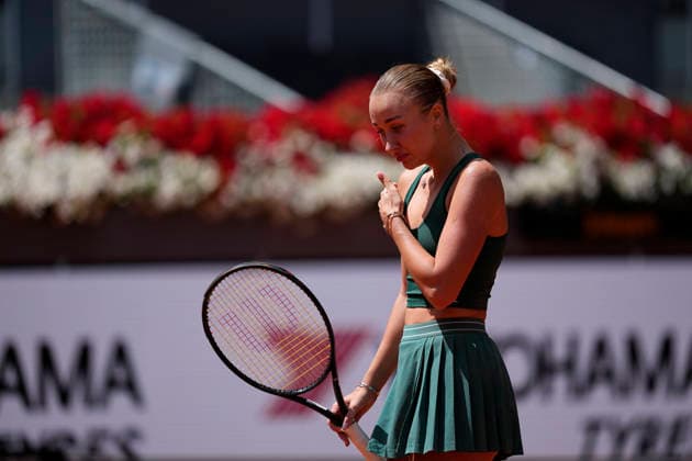 April 29, 2026, Madrid, Madrid, Spain: Anastasia Potapova of Austria reacts after winning against Karolina Pliskova of Czech Republic during the Mutua Madrid Open 2026, ATP, Tennis Herren Masters 1000 and WTA, Tennis Damen 1000, at La Caja Magica on April 29, 2026 in Madrid, Spain. Madrid Spain - ZUMAa181 20260429_zaa_a181_066 Copyright: xOscarxJ.xBarrosox