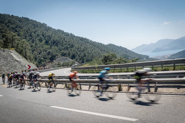 61st Presidential Cycling Tour of Turkiye MUGLA, TURKIYE - APRIL 29: Cyclists race through a winding mountain pass during the 130-kilometer Marmaris-Fethiye stage of the 61st Presidential Cycling Tour of Turkiye (TUR 2026) on April 29, 2026, in Mugla, Turkiye. This 8-stage event is the only competition in the country classified as a ProSeries race on the UCI Europe Tour calendar. The tour is organized by the Turkish Cycling Federation under the auspices of the Presidency and receives support from the Ministry of Youth and Sports. Ahmet Serdar Eser Anadolu Mugla Turkey. Editorial use only. Please get in touch for any other usage.  Copyright: x2026xAnadoluxAhmetxSerdarxEserx