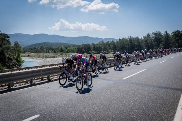 61st Presidential Cycling Tour of Turkiye MUGLA, TURKIYE - APRIL 29: Cyclists compete during the 130-kilometer Marmaris-Fethiye stage of the 61st Presidential Cycling Tour of Turkiye (TUR 2026) on April 29, 2026, in Mugla, Turkiye. This 8-stage event is the only competition in the country classified as a ProSeries race on the UCI Europe Tour calendar. The tour is organized by the Turkish Cycling Federation under the auspices of the Presidency and receives support from the Ministry of Youth and Sports. Ahmet Serdar Eser Anadolu Mugla Turkey. Editorial use only. Please get in touch for any other usage.  Copyright: x2026xAnadoluxAhmetxSerdarxEserx