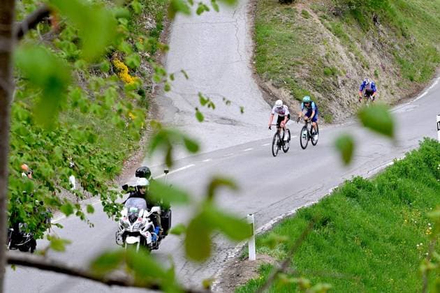 Martigny, 29.04.2026, Cyclisme Tour de Romandie, Tadej Pogacar (SLO), Lenny Martinez (FRA) & Florian Lipowitz (GER) Imago Frederic Dubuis