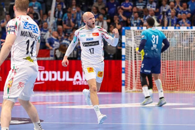 29 04 2026, xgox, Handball EHF Champions League 1 4 Final Pick Szeged SC Magdeburg v l Tim Hornke Magdeburg, 17 Jubel, Torjubel, jubelt über das Tor, celebrate the goal, celebration Szeged