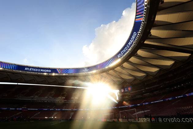 A general view as sun spills into the stadium ahead of kick off Atletico Madrid v Arsenal, UEFA Champions League, Semi Final, First Leg, Football, Riyadh Air Metropolitano, Madrid, Spain - 29 Apr 2026Madrid Riyadh Air Metropolitano Spain EDITORIAL USE ONLY No use with unauthorised audio, video, data, fixture lists, club league logos or live services. Online in-match use limited to 120 images, no video emulation. No use in betting, games or single club league player publications. Copyright: xKieranxMcManus Shutterstockx 16847970b