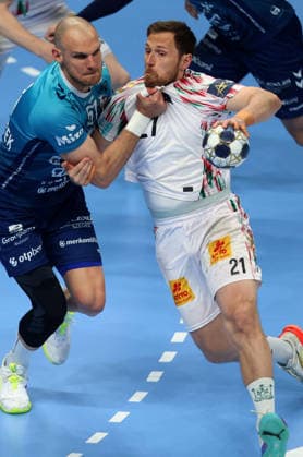 29.0.2026 Szeged(Hungary) OTP ,Bank Pick Szeged-SC Magdeburg 1 4 final EHF champions league men s handball Albin Lagergren (R) SC Magdeburg,Borut Mackovsek(L) Pick Szeged :