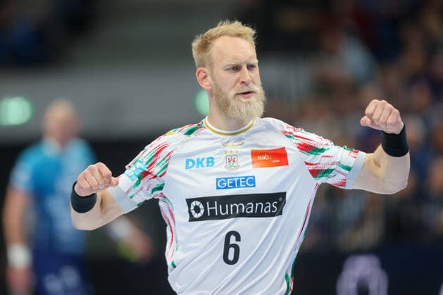29 04 2026, xtgx, Handball, EHF Champions League 1 4 Final, Pick Szeged SC Magdeburg v l Matthias Musche Magdeburg, 6 Jubel, Torjubel, jubelt ueber das Tor, celebrate the goal, celebration Szegend