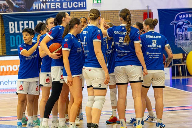 Womens Basketball Bundesliga 1 DBBL, BC Pharmaserv Marburg vs Rutronik Stars Keltern, Sporthalle Georg Gassmann Stadion Marburg 29 04 2026 Womens Basketball Bundesliga DBBL, Marburg, Germany 29 04 2026 The players of BC Marburg before the game, 1 DBBL, Game of BC Marburg vs Rutronik Stars Keltern, Sporthalle Georg Gassmann Stadion Marburg Copyright: xBEAUTIFULxSPORTS Freudensteinx