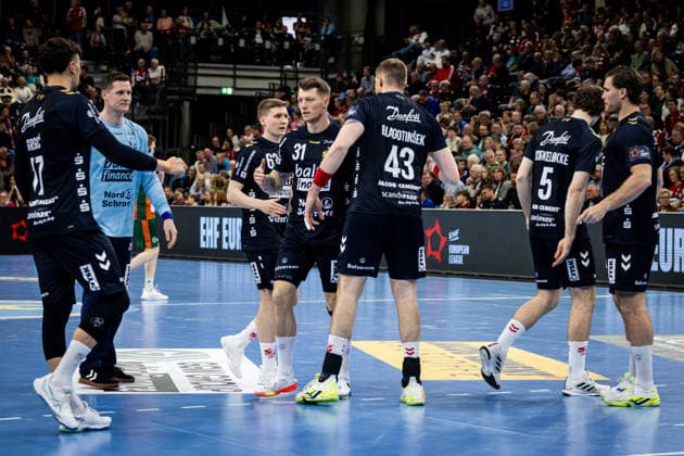 FLENSBURG, GERMANY - APRIL 29: team SG Flensburg-Handewitt during the EHF European League quarter-final match between SG Flensburg-Handewitt vs Recken - TSV Hannover-Burgdorf at GP JOULE Arena, on matchday April 29, 2026 in Flensburg, Germany. Schleswig-Holstein Germany Copyright: xMarioxM.xKobergx
