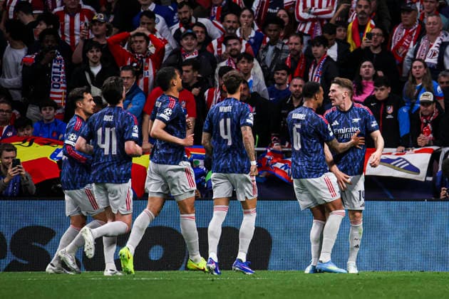 UEFA Champions League semifinals Atletico de Madrid vs Arsenal April 29, Madrid, Madrid, Spain Viktor Gyokeres of Arsenal celebrates his goal during UEFA Champions League 2025 26 match beetween Atletico de Madrid and Arsenal at Riyadh Air Metropolitano on April 29, 2026, in Madrid, Spain Madrid Spain Madrid Madrid Madrid Spain Real Madrid C F v Manchester City UEFA Champions League 2025 Copyright: xAlejandroxMatiasx