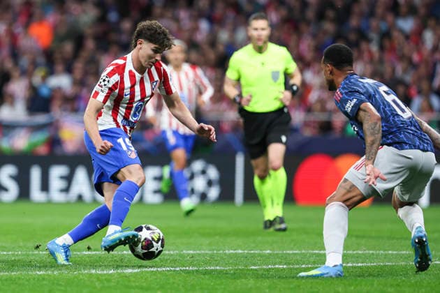 April 29, 2026, Madrid, Madrid, Spain: Julian Alvarez of Atletico de Madrid and Gabriel of Arsenal FC in action during the UEFA Champions League 2025 26 League Semi Final First Leg match between Atletico de Madrid and Arsenal FC at Riyadh Air Metropolitano on April 29, 2026, in Madrid, Spain. Madrid Spain - ZUMAa181 20260429_zaa_a181_288 Copyright: xIrinaxR.xHipolitox